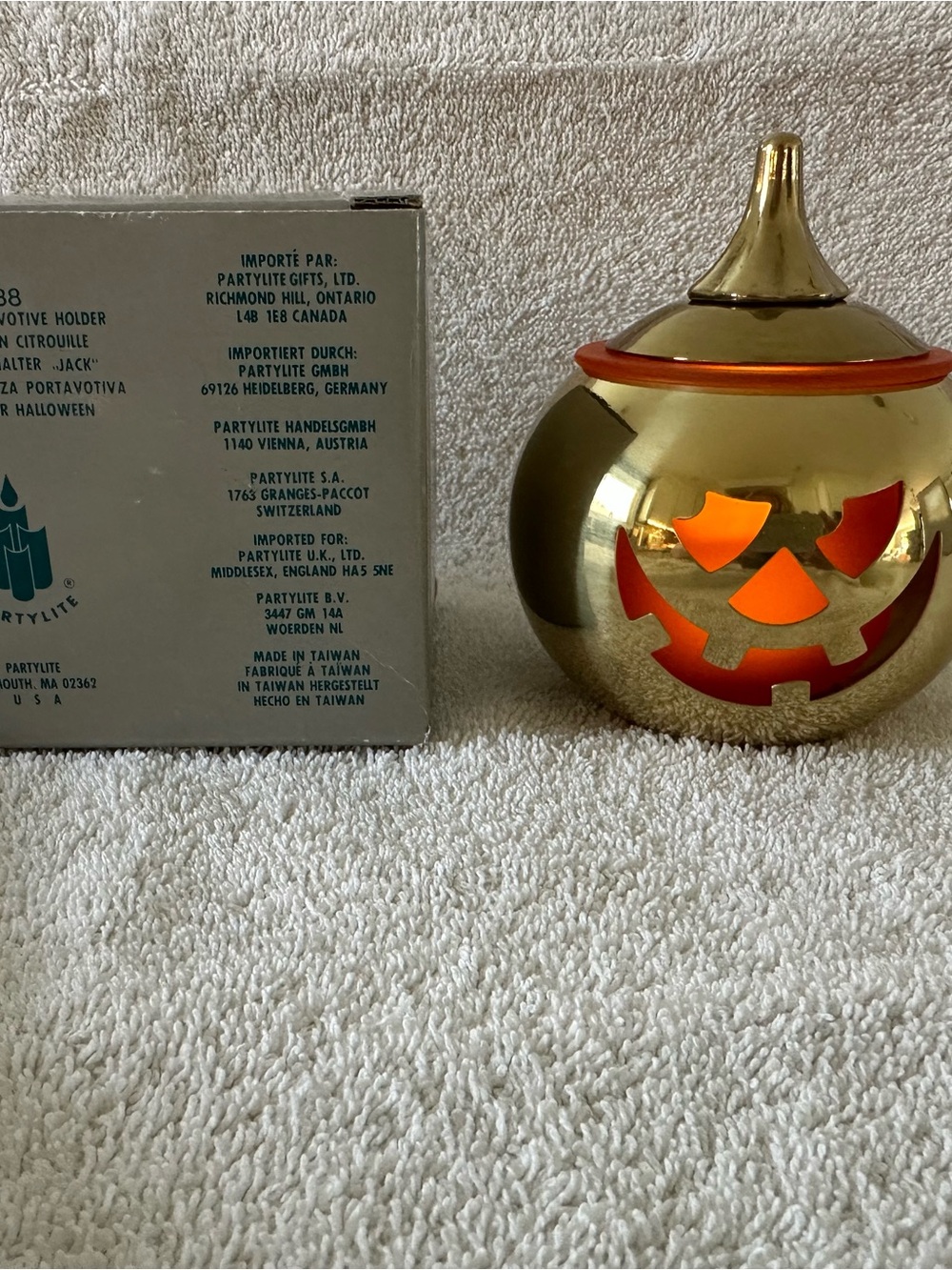 PartyLite Gold and Orange Pumpkin Votive Holder
